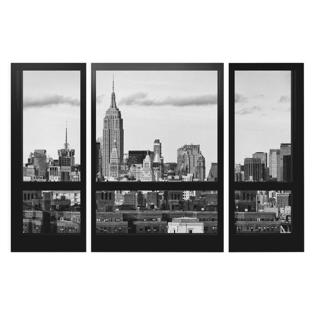 Canvastavlor svart och vitt Windows Overlooking New York Skyline Black And White