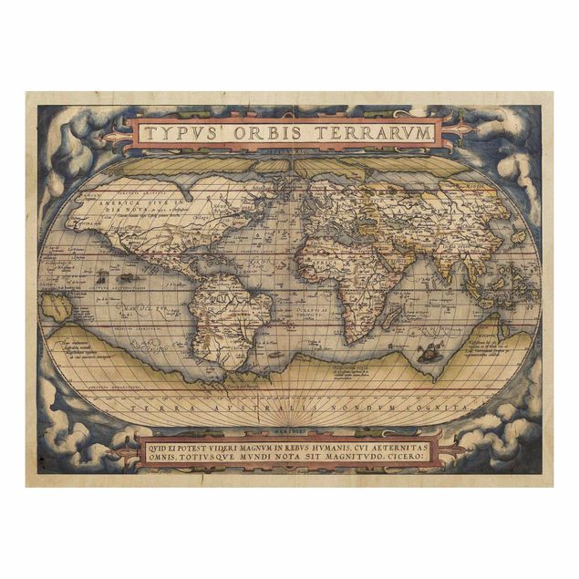 Trätavlor vintage Historic World Map Typus Orbis Terrarum