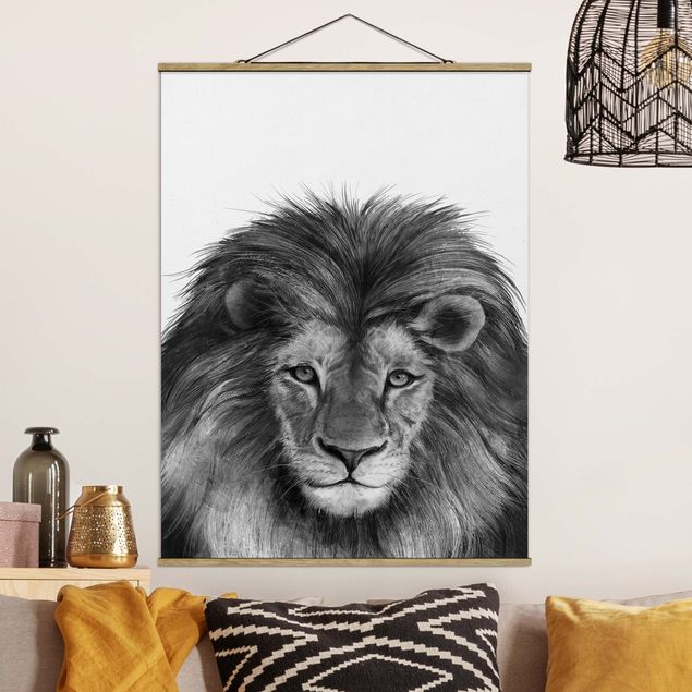 Kök dekoration Illustration Lion Monochrome Painting