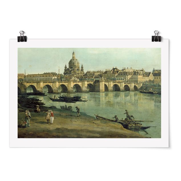 Konststilar Post Impressionism Bernardo Bellotto - View of Dresden from the Right Bank of the Elbe with Augustus Bridge