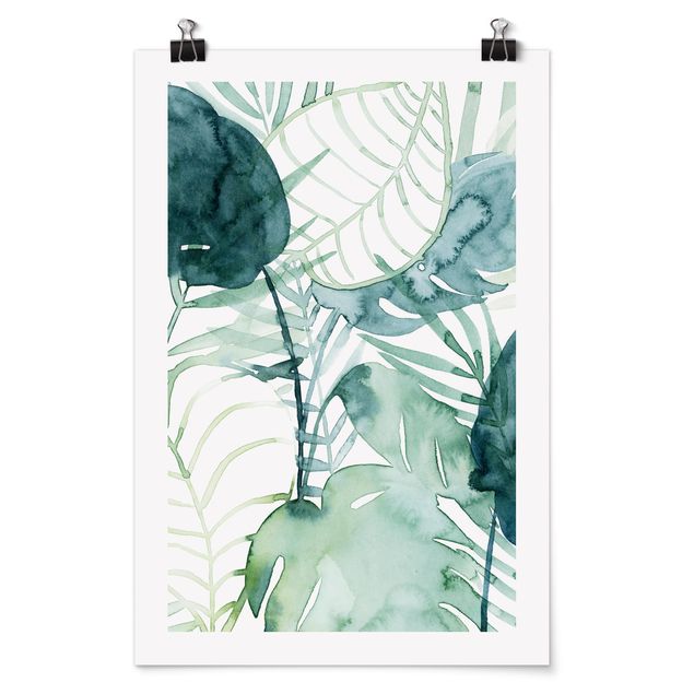 Tavlor blommor  Palm Fronds In Water Color II