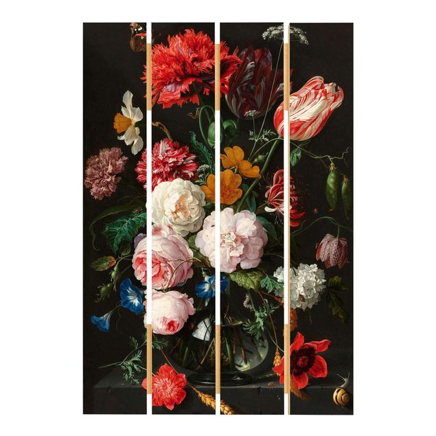 Trätavlor blommor  Jan Davidsz De Heem - Still Life With Flowers In A Glass Vase