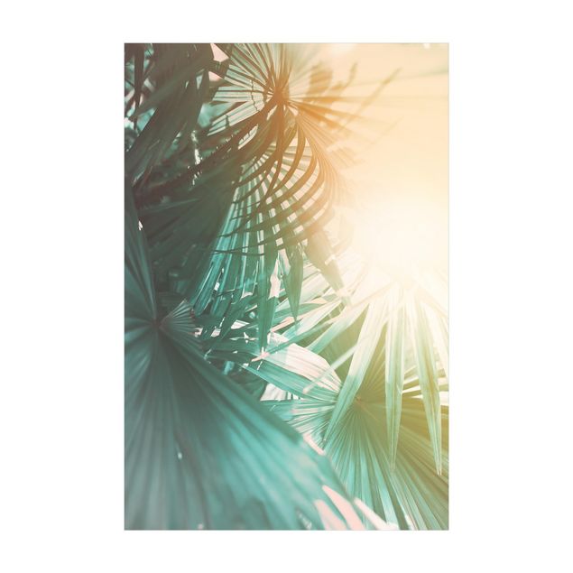 turkos matta Tropical Plants Palm Trees At Sunset