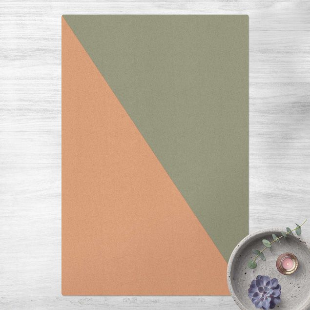 mörkgrön matta Simple Triangle In Olive Green
