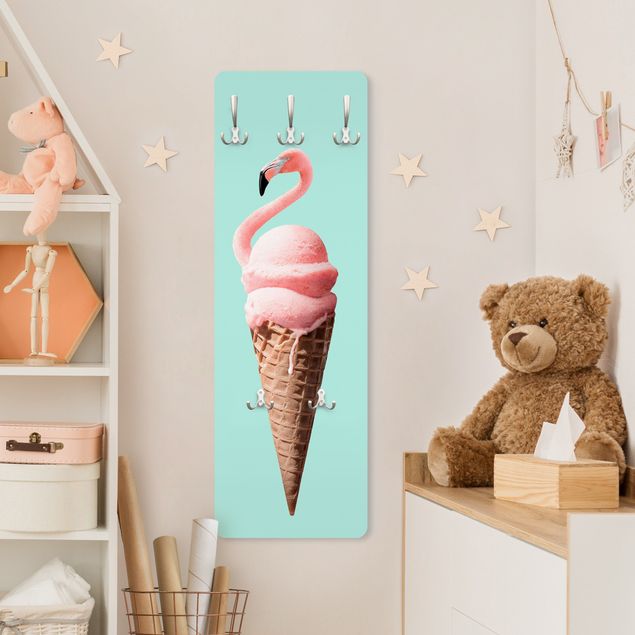 Klädhängare vägg djur Ice Cream Cone With Flamingo