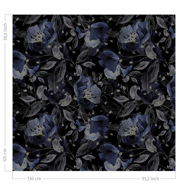 mönstrade gardiner vardagsrum Elegant Flower Pattern Dark