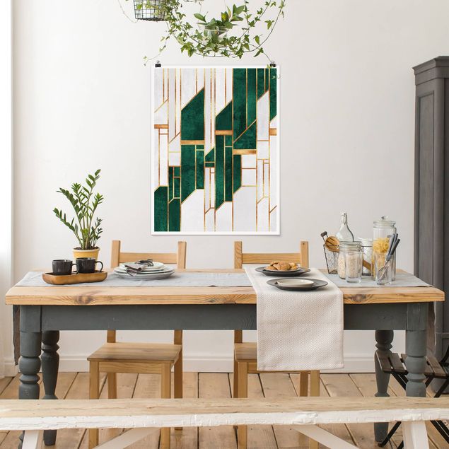Posters abstrakt Emerald And gold Geometry