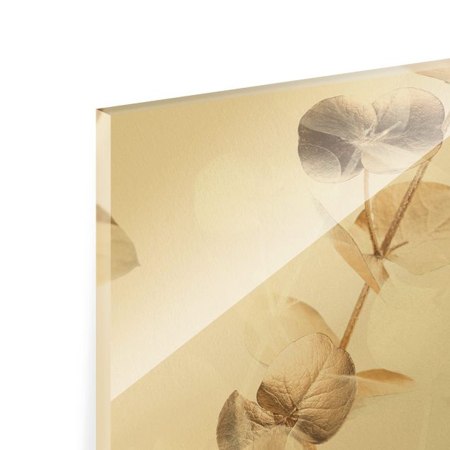 Magnettafel Glas Eucalyptus Branches In Gold