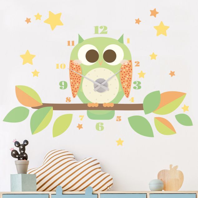 Wallstickers skogsdjur Owl Clock