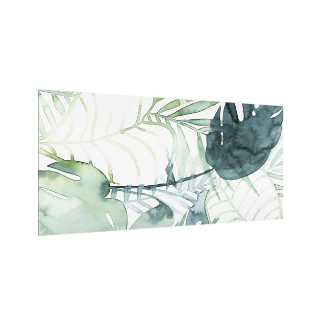 stänkskydd kök glas mönster Palm Fronds In Water Color II