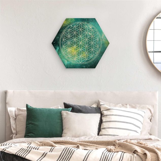 Hexagonala tavlor Flower Of Life In Starlight