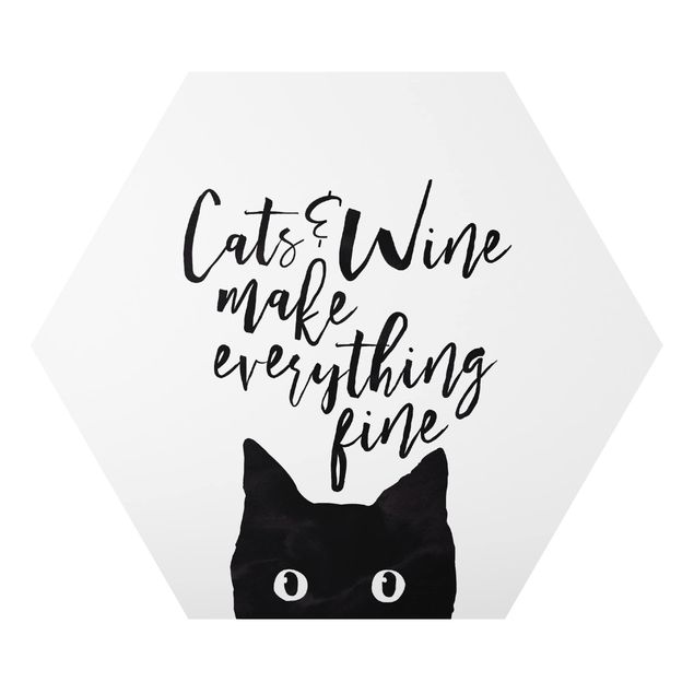 Tavlor djur Cats And Wine make Everything Fine