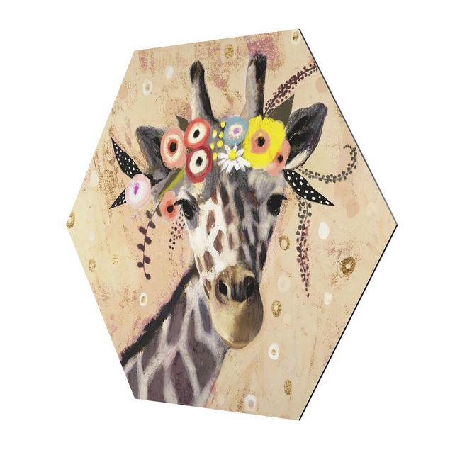 Hexagonala tavlor Klimt Giraffe