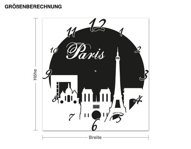 Autocolantes de parede metrópoles Paris clock