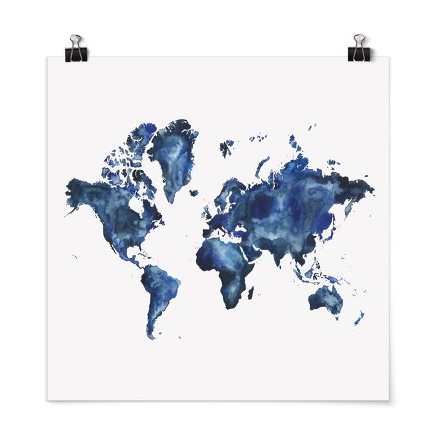 Tavlor världskartor Water World Map Light
