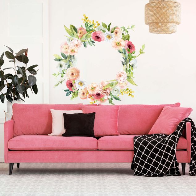 Kök dekoration Watercolour Pink Flower Wreath XXL