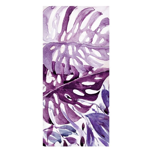 Tavlor bergen Watercolour Tropical Leaves With Monstera In Aubergine