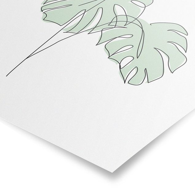 Tavlor grön Monstera Leaves Line Art