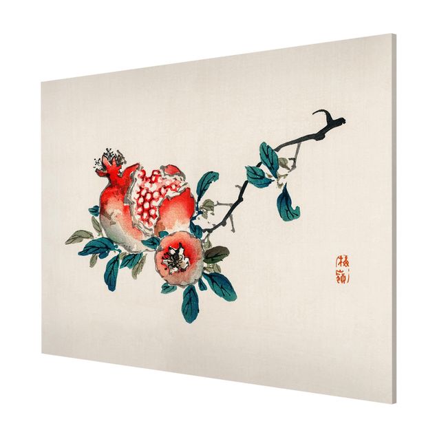 Magnettavla blommor  Asian Vintage Drawing Pomegranate