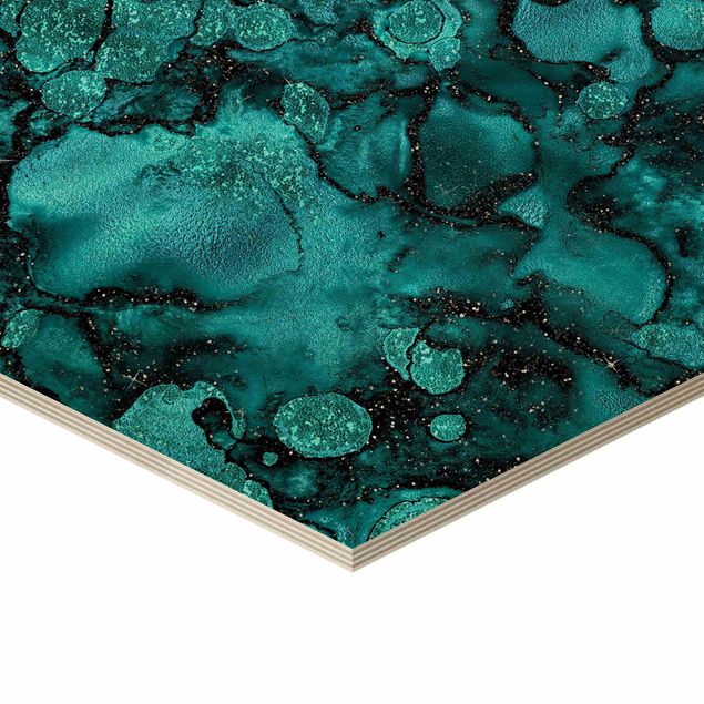 Hexagonala tavlor Turquoise Drop With Glitter