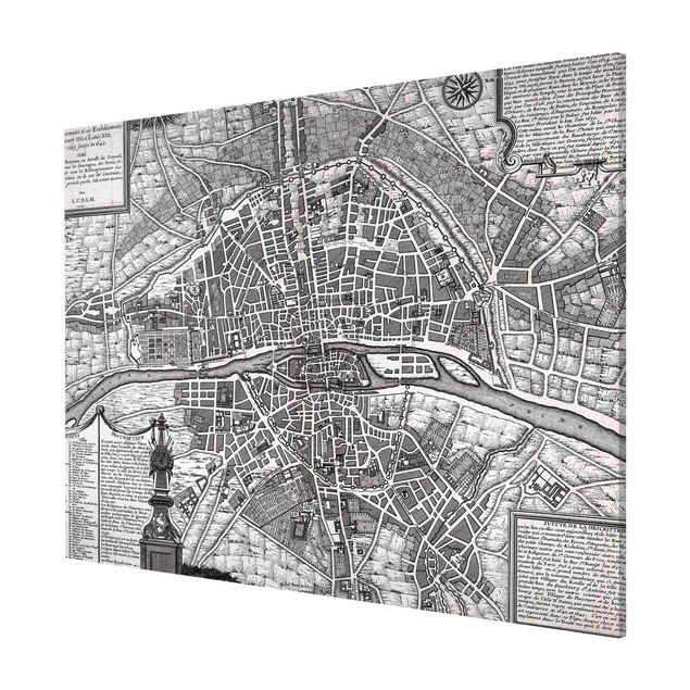 Magnettavla världskartor Vintage Map City Of Paris Around 1600