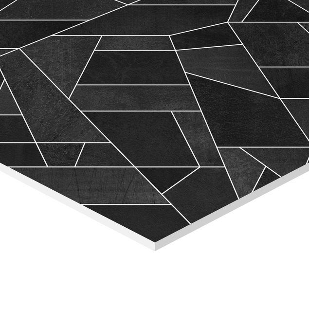 Hexagonala tavlor Black And White Geometric Watercolour
