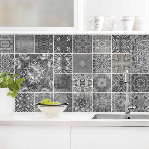 Kök dekoration Grey Jungle Tiles With Silver Shimmer