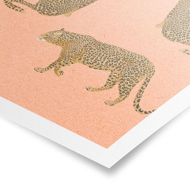Tavlor konstutskrifter Illustration Leopard Pink Painting