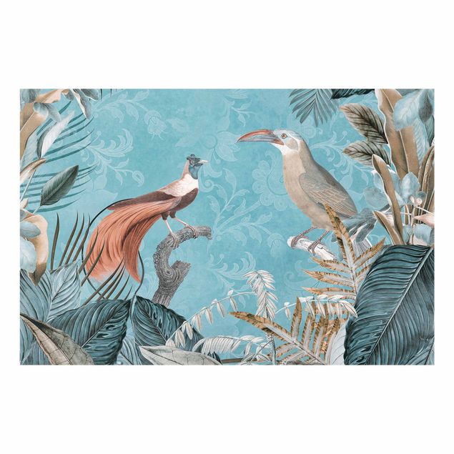 glasskiva kök Vintage Collage - Birds Of Paradise