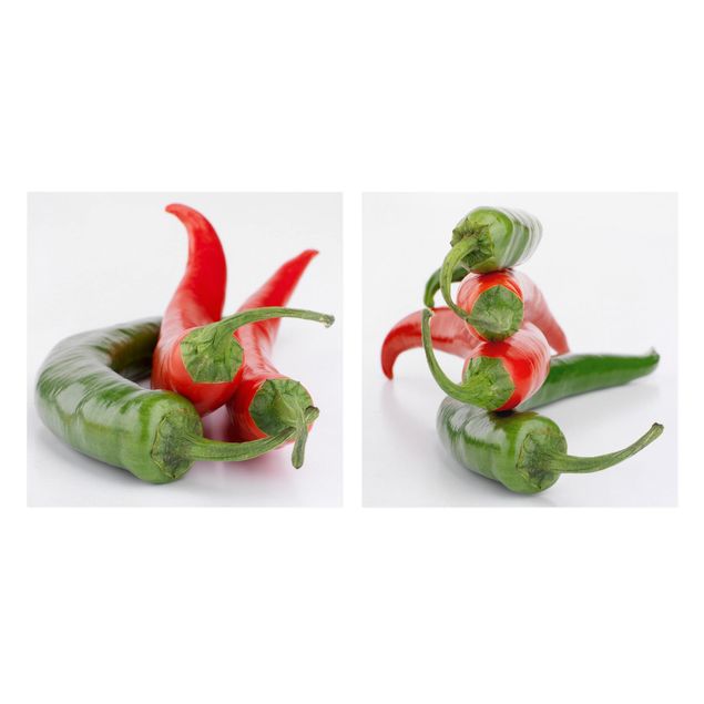 Tavlor blommor  Red and green peppers