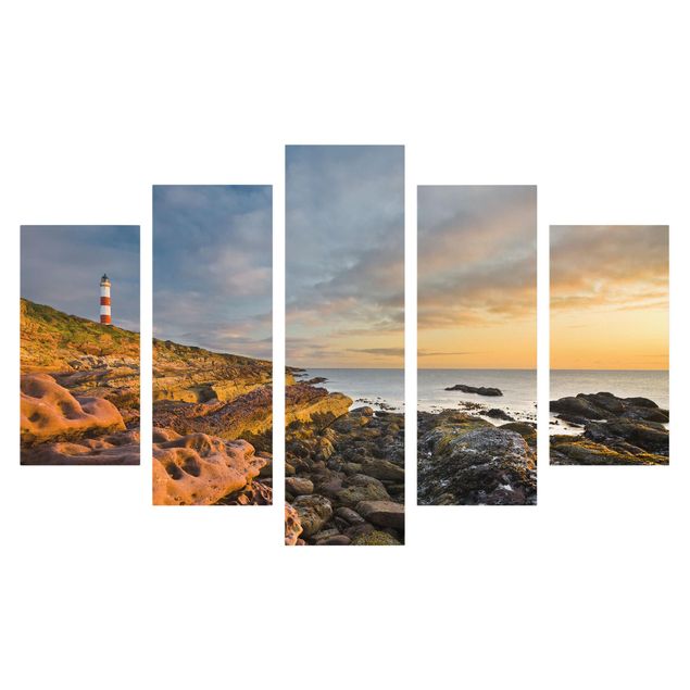 Tavlor landskap Tarbat Ness Ocean & Lighthouse At Sunset