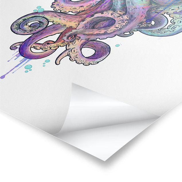 Tavlor Laura Graves Art Illustration Octopus Violet Turquoise Painting