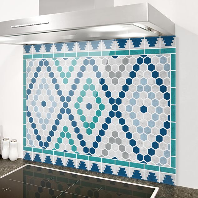 Kök dekoration Moroccan tile pattern turquoise blue