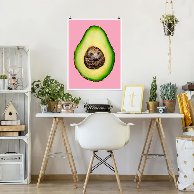 Posters konstutskrifter Avocado With Hedgehog