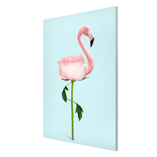 Tavlor blommor Flamingo With Rose
