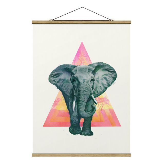 Tavlor modernt Illustration Elephant Front Triangle Painting