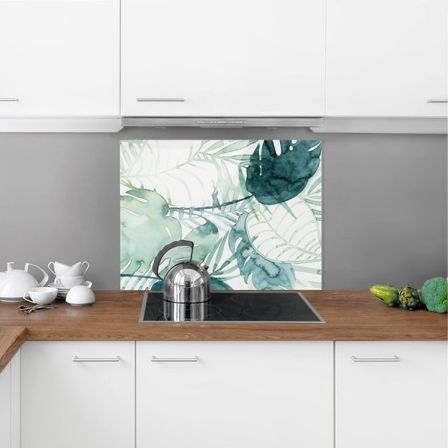 Stänkskydd kök glas blommor  Palm Fronds In Water Color II