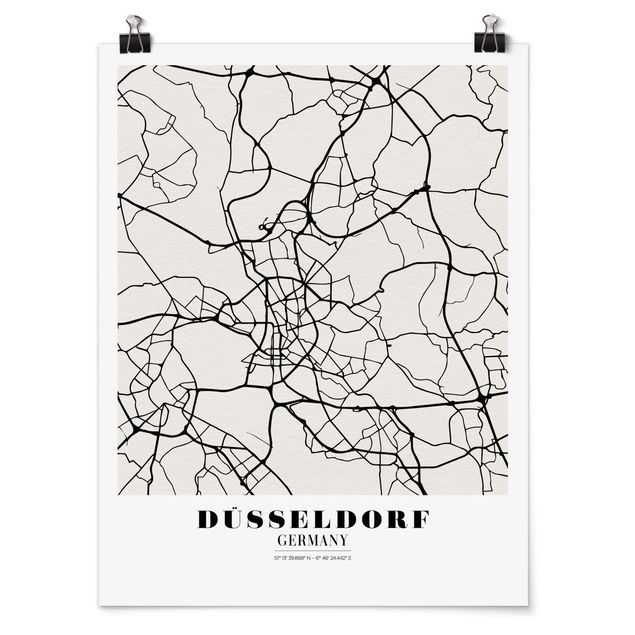 Posters ordspråk Dusseldorf City Map - Classic