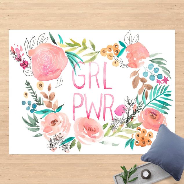 stor utomhusmatta Light Pink Flowers - Girl Power