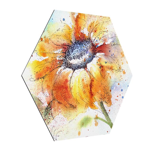 Tavlor blommor  Painted Sunflower