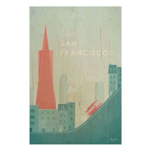 Trätavlor vintage Travel Poster - San Francisco