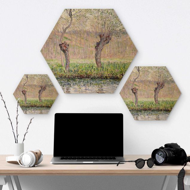 Hexagonala tavlor Claude Monet - Willow Trees Spring