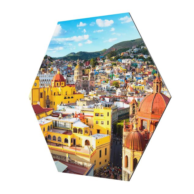 Hexagonala tavlor Colourful Houses Guanajuato