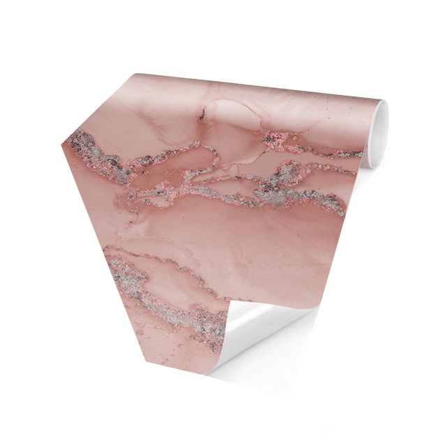 Tapeter industriell Colour Experiments Marble Light Pink And Glitter