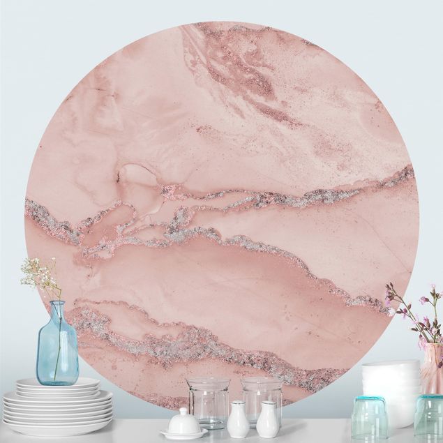Fototapeter marmor utseende Colour Experiments Marble Light Pink And Glitter