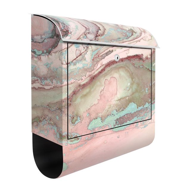 Brevlådor rosa Colour Experiments Marble Light Pink And Turquoise