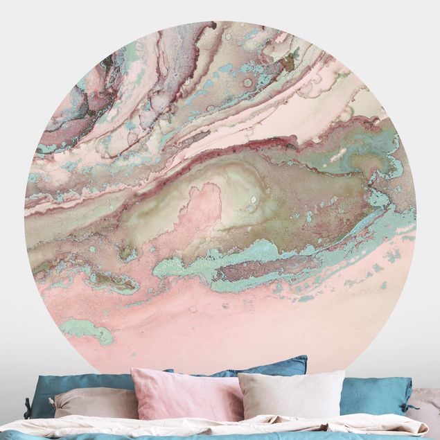 Fototapeter marmor utseende Colour Experiments Marble Light Pink And Turquoise