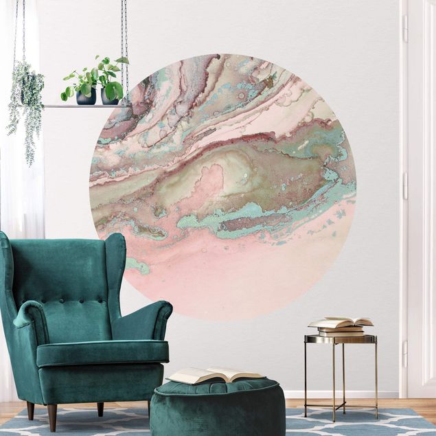 Fototapeter rosor Colour Experiments Marble Light Pink And Turquoise