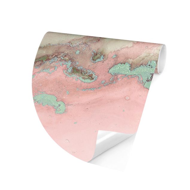 Tapeter industriell Colour Experiments Marble Light Pink And Turquoise