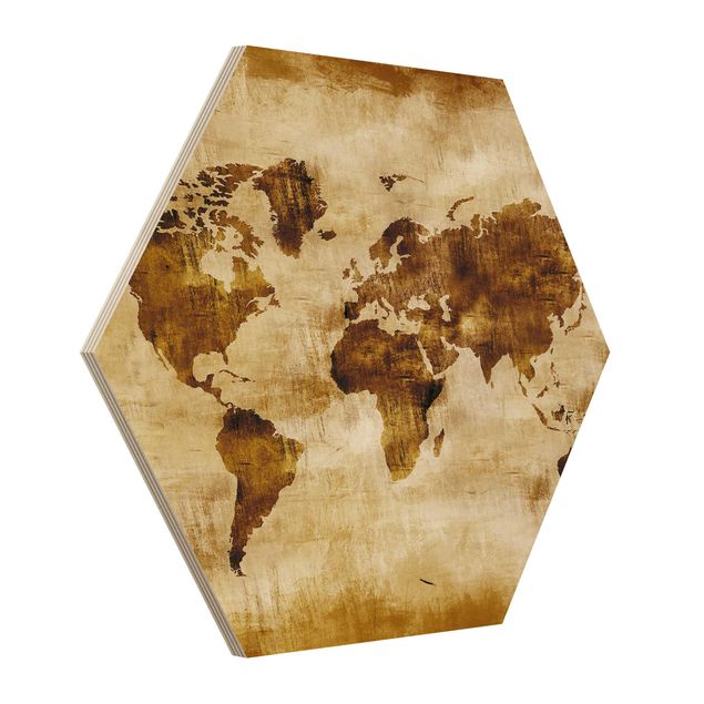 Hexagonala tavlor No.CG75 Map Of The World